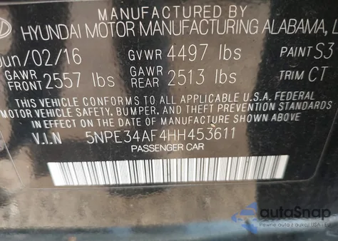 2017 Hyundai Sonata Sport from USA, damaged, VIN 5NPE34AF4HH453611